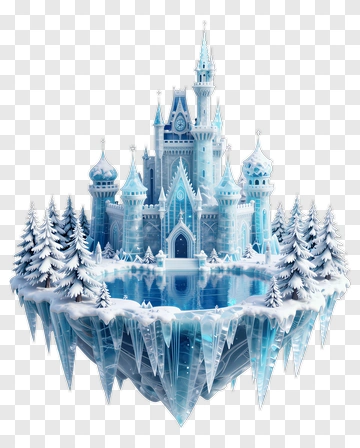 Ice Castle Surrounded By Snowy Trees PNG