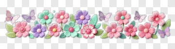 Colorful Floral Border With Butterflies PNG
