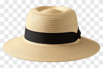 Straw Hat With Black Ribbon PNG