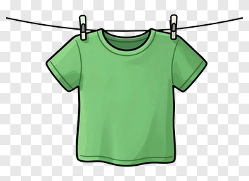 Cartoon Green T-Shirt On A Clothesline PNG