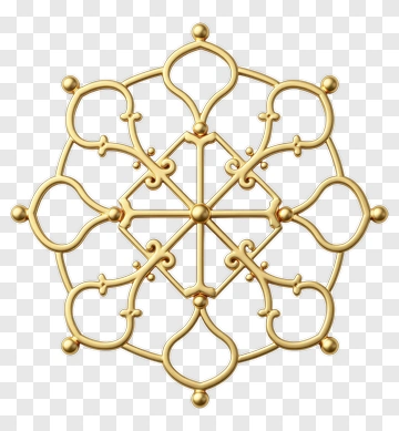Golden Decorative Snowflake Design PNG