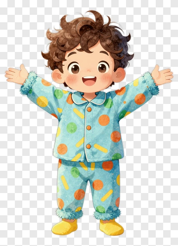 Happy Child In Colorful Pajamas PNG