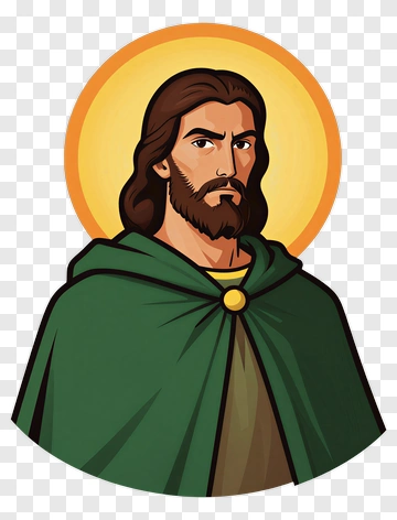 Illustration Of A Man With Long Hair And Green Cloak PNG