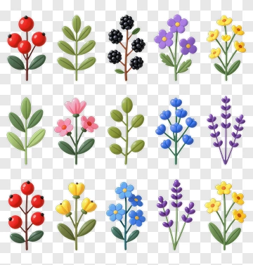 Colorful Flower Collection PNG