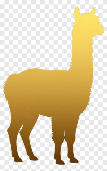 Golden Alpaca Silhouette PNG