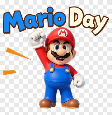 Mario Day Celebration With Mario Character PNG