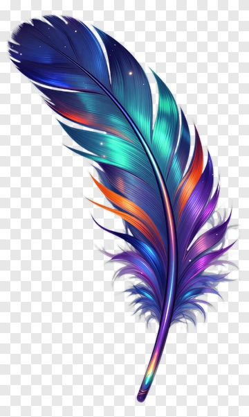 Colorful Feather With Gradient Shades PNG