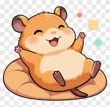 Cartoon Hamster Sitting On A Cushion PNG