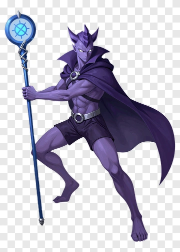 Purple Fantasy Character Holding A Staff PNG