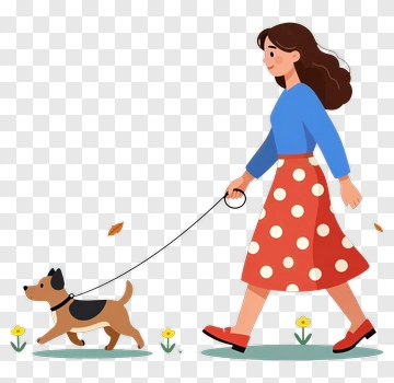 Woman Walking A Dog PNG