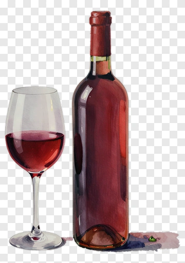 Red Wine Bottle And Glass PNG