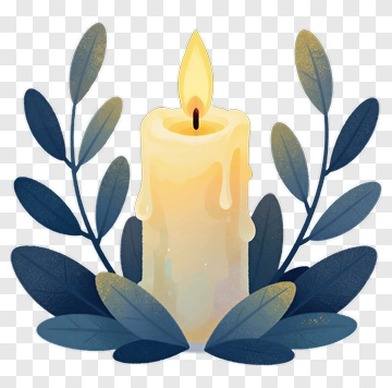 Candle Surrounded By Leaves PNG
