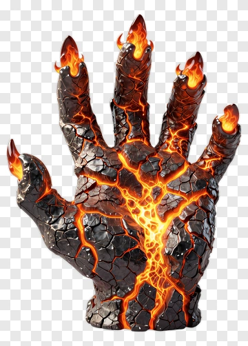 Fiery Hand With Lava Cracks PNG