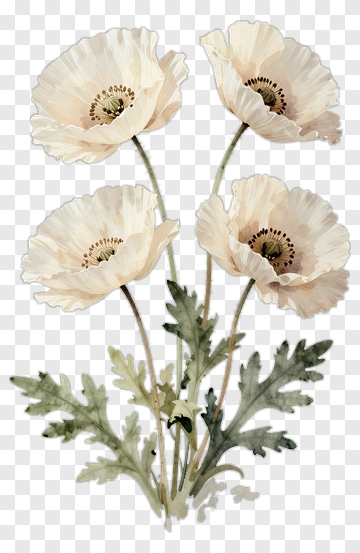 Watercolor Poppy Flowers PNG