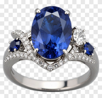 Elegant Blue Sapphire Ring With Diamond Accents PNG