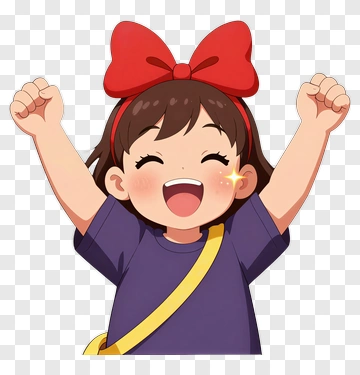 Happy Girl Cheering With Arms Raised PNG