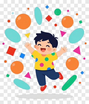 Happy Child Jumping In A Colorful Scene PNG
