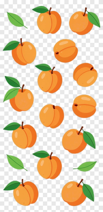 Colorful Peaches With Leaves PNG