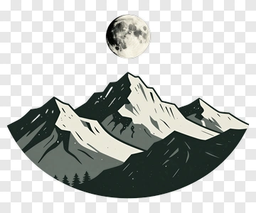 Mountain Landscape With Full Moon PNG