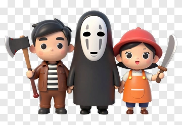 Cartoon Characters Holding Weapons PNG