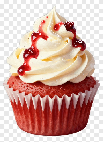 Red Velvet Cupcake With Cream Cheese Frosting PNG