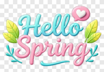 Hello Spring Greeting With Leaves PNG