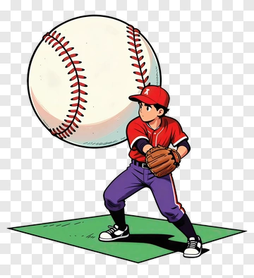 Cartoon Baseball Player Throwing A Ball PNG