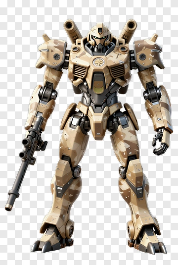 3D Military Robot Holding A Gun PNG