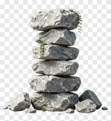 Stack Of Rocks With Greenery PNG