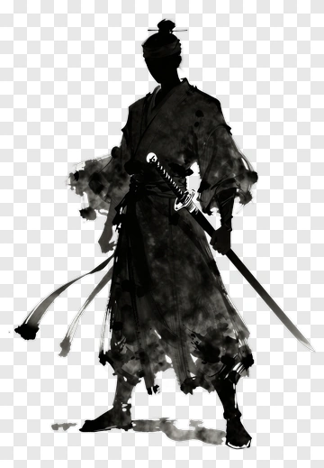 Silhouette Samurai Warrior With Katana PNG
