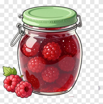 Jar Of Raspberries In Syrup PNG