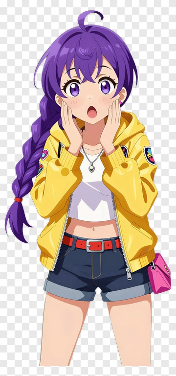 Surprised Girl In Yellow Jacket PNG