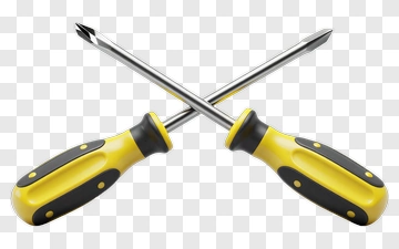 Crossed Screwdrivers With Yellow Handles PNG
