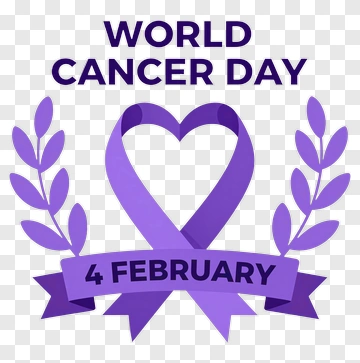 World Cancer Day Ribbon And Date Graphic PNG