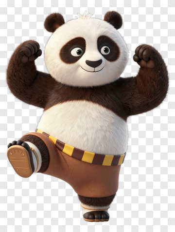 Cartoon Panda Performing A Kick PNG