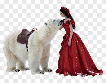 Girl In Red Dress With A Polar Bear PNG