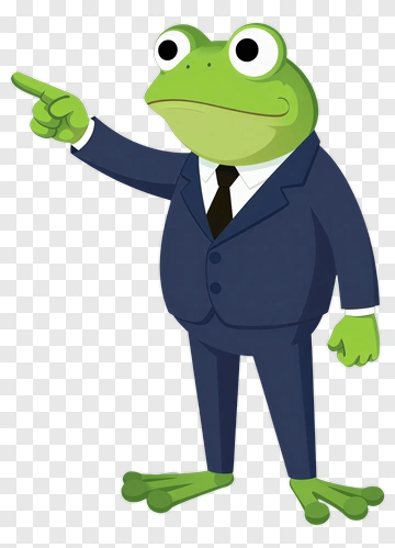 Cartoon Frog In A Suit Pointing PNG
