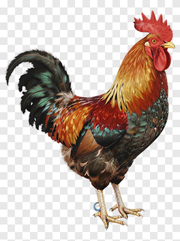 Colorful Rooster Standing Proudly PNG