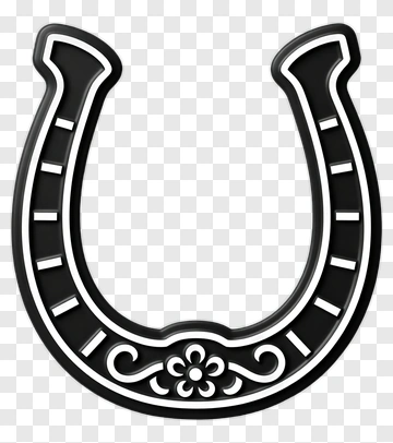 Black Horseshoe With Decorative Design PNG