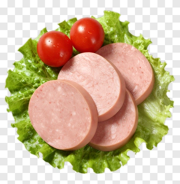 Sliced Ham On Lettuce With Cherry Tomatoes PNG