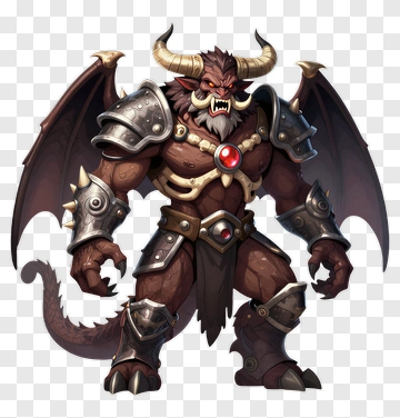 Fantasy Demon Character With Armor And Wings PNG