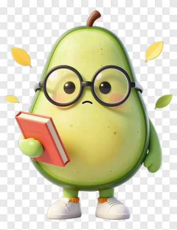 Cartoon Avocado Reading A Book PNG