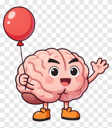 Cartoon Brain Holding A Balloon PNG