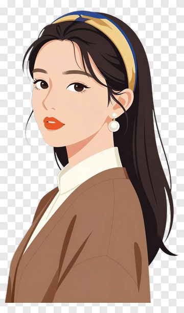 Stylish Woman With Headband And Earrings PNG