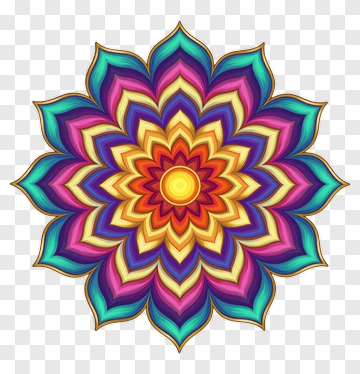 Colorful Mandala Flower Design PNG