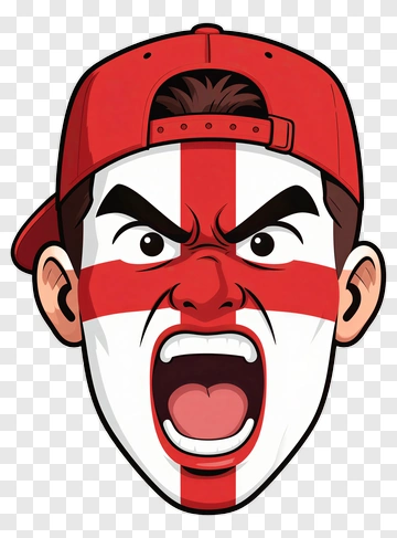 Angry Fan With England Flag Face Paint PNG