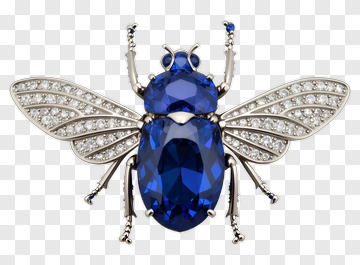 Blue Bee Brooch With Gemstones PNG