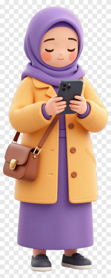 Cartoon Woman Holding A Smartphone PNG