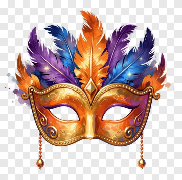 Colorful Feathered Carnival Mask PNG
