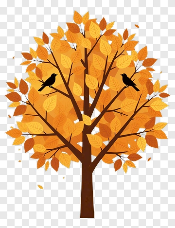 Autumn Tree With Birds PNG